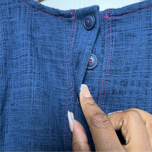 Anthropologie Current‎ Air Women Top XS Blue Textured Delilah Puff Sleeve Crew - Picture 3 of 10